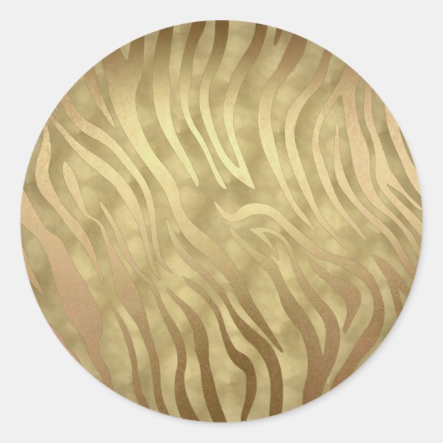 Gold Luxury Luxury Zebra Jungle Safari Glam Runder Aufkleber (Vorderseite)