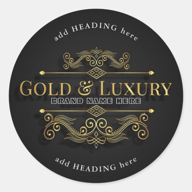 Gold & Luxury Markenname Round-Aufkleber Runder Aufkleber (Vorderseite)
