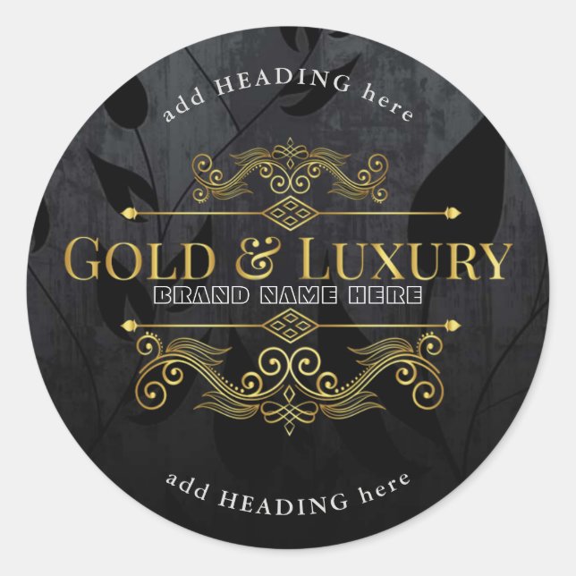 Gold & Luxury Markenname Round-Aufkleber Runder Aufkleber (Vorderseite)