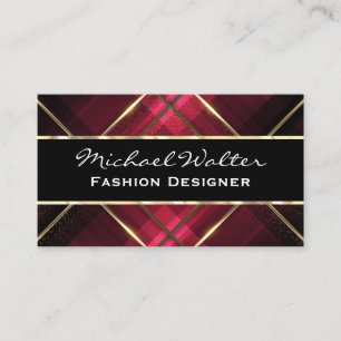 Gold Luxury Metallic Lines   Rote Streifen Visitenkarte