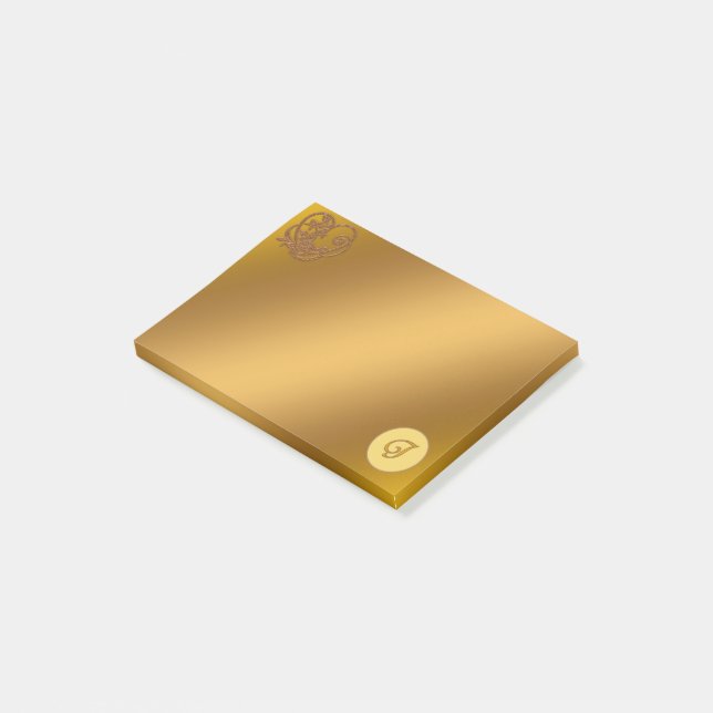 Gold Luxury Monogram J Post-it Klebezettel (angewinkelt)
