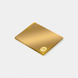 Gold Luxury Monogram N Post-it Klebezettel