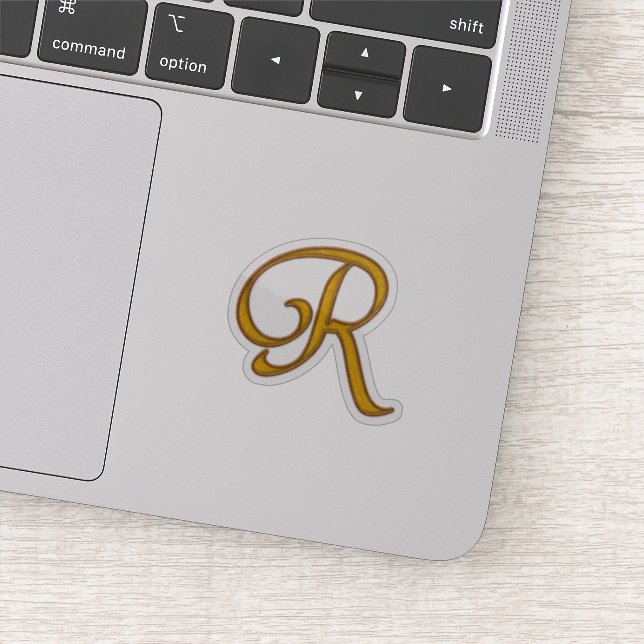 Gold Luxury Monogram R Aufkleber (Detail)