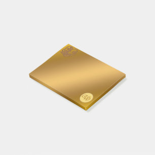 Gold Luxury Monogram W Post-it Klebezettel