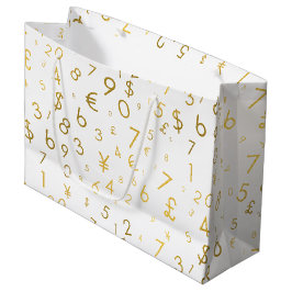 Gold Luxury Numbers & Currency Symbols Muster Große Geschenktüte