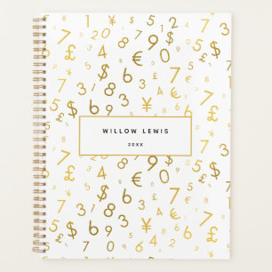 Gold Luxury Numbers & Currency Symbols Muster Planer