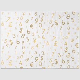 Gold Luxury Numbers & Currency Symbols Muster Seidenpapier
