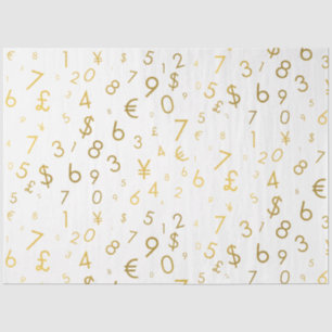 Gold Luxury Numbers & Currency Symbols Muster Seidenpapier