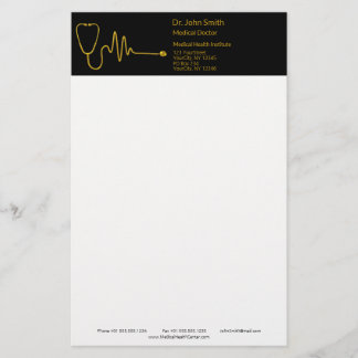 Gold Luxury Stethoscope ECG Wave EKG Line Medical Briefpapier