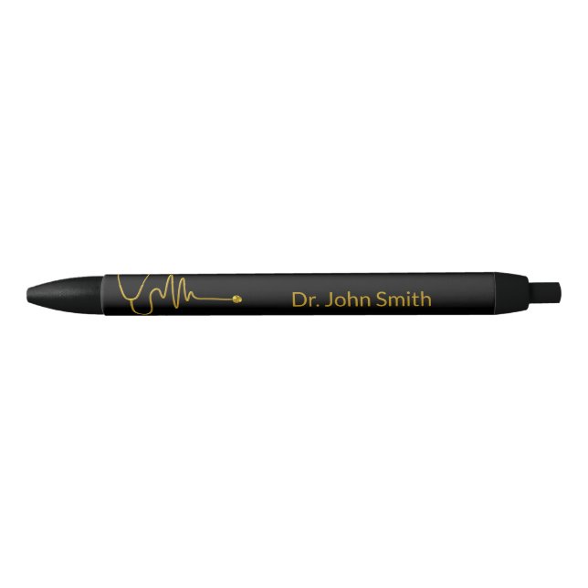 Gold Luxury Stethoscope ECG Wave EKG Line Medical Kugelschreiber (Vorderseite)