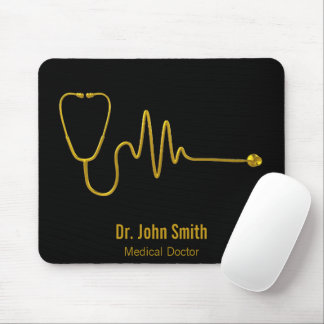Gold Luxury Stethoscope ECG Wave EKG Line Medical Mousepad