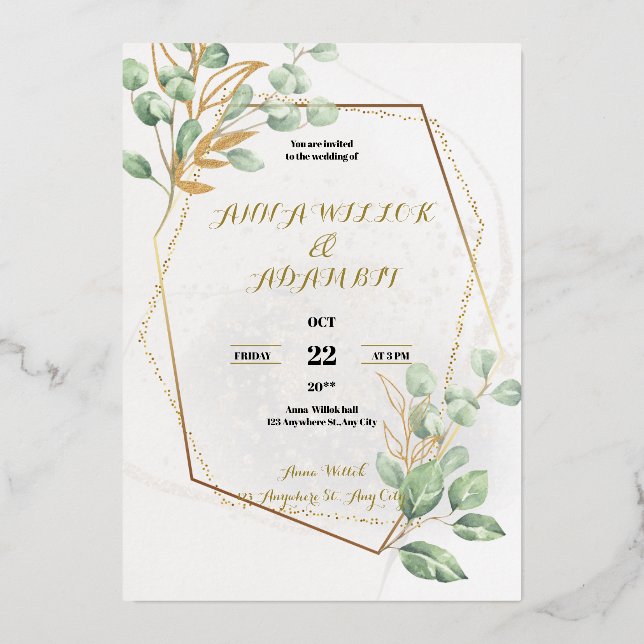 Gold Luxury Wedding Einladung (Vorderseite)