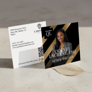 Gold Luxus Anwalt Anwaltskanzlei Foto Monogramm Lu Quadratische Visitenkarte