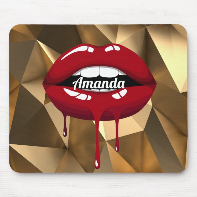 Gold Luxus Beauty Glamour Roter Tropfen Tropfen Li Mousepad (Vorne)