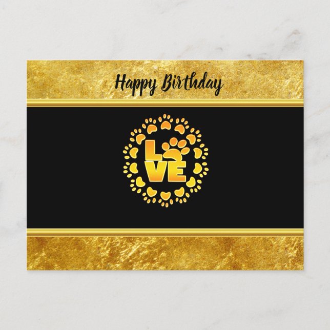 Gold Luxus Dekoration Hund Pfoten Gold Folie und s Postkarte (Vorderseite)
