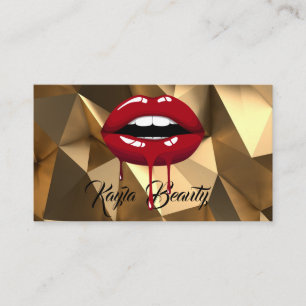 Gold Luxus Glamour Roter Tropfen Lippen Make-up Visitenkarte