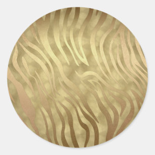 Gold Luxus Luxuriös Zebra Dschungel Safari Glam Runder Aufkleber