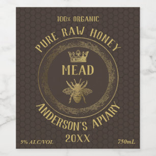 Gold Luxus Mead Queen Honigweine Honigweine aus Ho Weinetikett