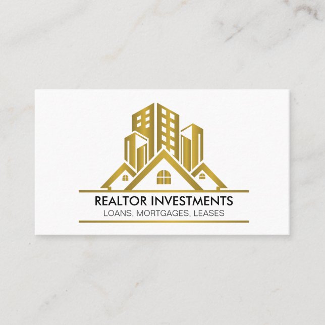 Gold Luxus Real Anwesen Logo Visitenkarte (Vorderseite)