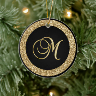 Gold M Monogramm Keramik Ornament