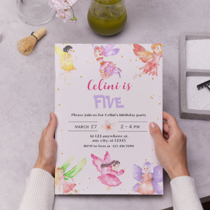 Gold Magical Fairy Birthday Einladung