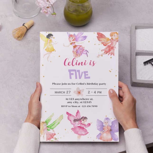 Gold Magical Fairy Invitation Anniversaire (Gold Magical Fairy Birthday Invitation)