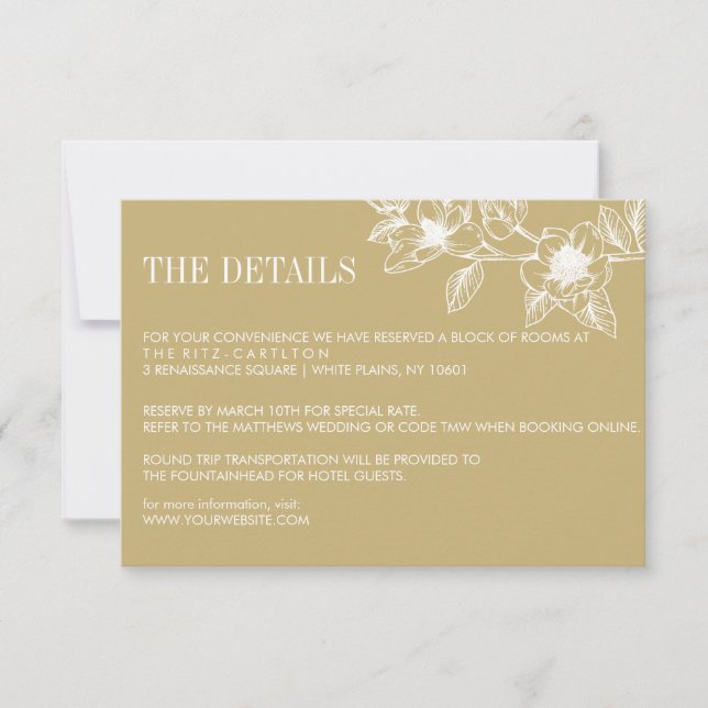 Gold Magnolia Blume Bloom | HochzeitsrSVP RSVP Karte (Vorderseite)