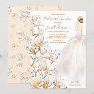 Gold Magnolia Bridesmaid Luncheon Einladung
