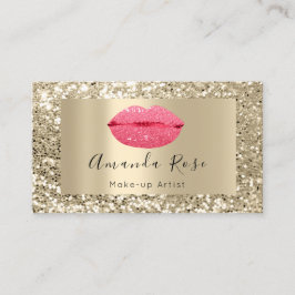Gold MAKE-UP ARTIST Pink KISS LIPS GLITZER Terminkarte