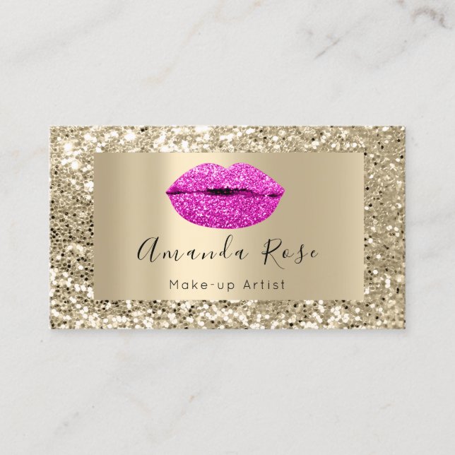 Gold MAKE-UP ARTIST RED KISS LIPS GLITZER Terminkarte (Vorderseite)