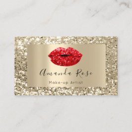 Gold MAKE-UP ARTIST RED KISS LIPS GLITZER Terminkarte