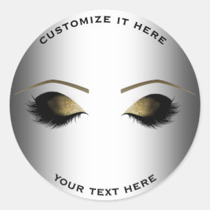 Gold Make-up Wimpern Glamour Silber Personalisiert Runder Aufkleber