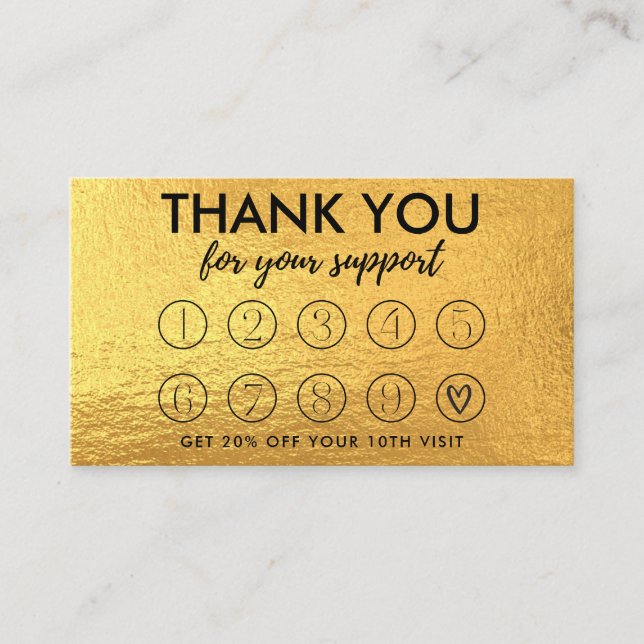 Gold Makeup Hair dank Loyalty Card Visitenkarte (Vorderseite)