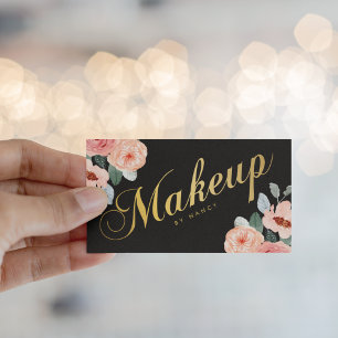 Gold Makeup Künstlerkalligrafie Wasserfarben Visitenkarte