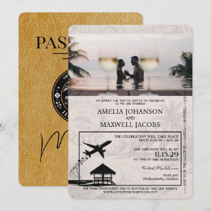 Gold Maldives Reisepass Hochzeitseinladung Einladung