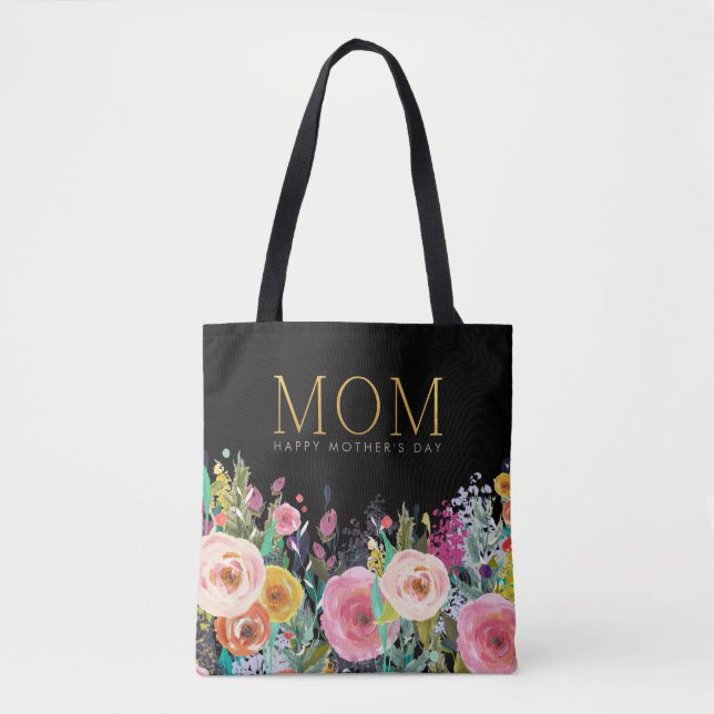 Gold MAMA Custom | Vivid Floral | Muttertag | Tasche (Vorderseite)