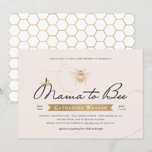 Gold Mama to Bee Baby Dusche Einladung