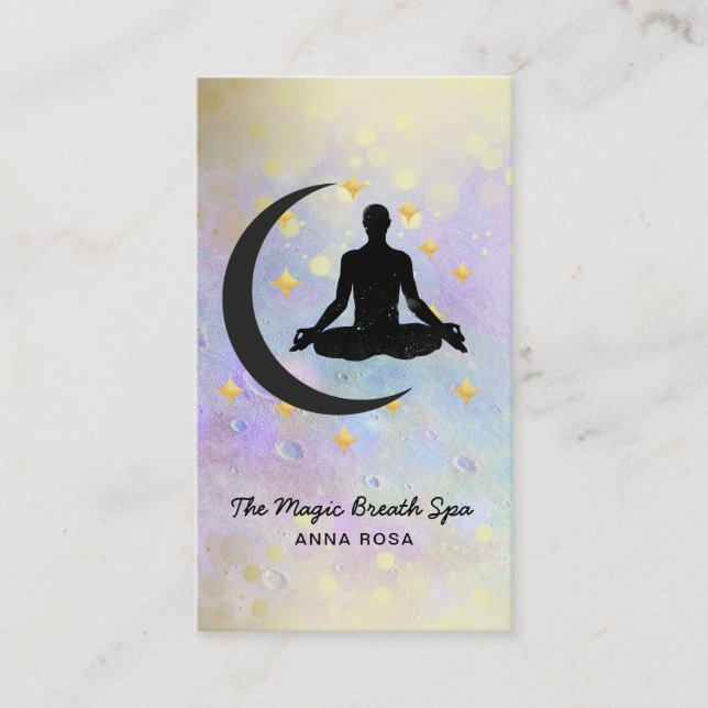 *~* Gold Man + Moon Yoga Meditation Achtsamkeit Visitenkarte (Vorderseite)