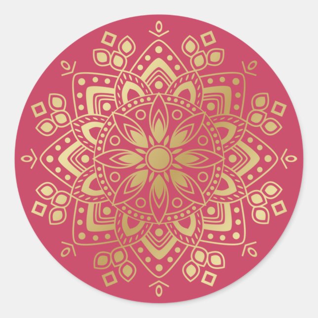 Gold Mandala auf hellblütenrosa Umschlag Aufkleber (Vorderseite)