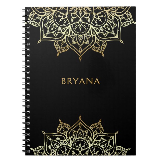 Gold Mandala Black Chic Glamour Modernes Glam Notizblock (Vorderseite)