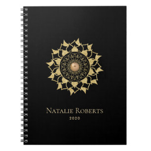 Gold Mandala Blume Elegantes Schwarzes Meer Notizblock