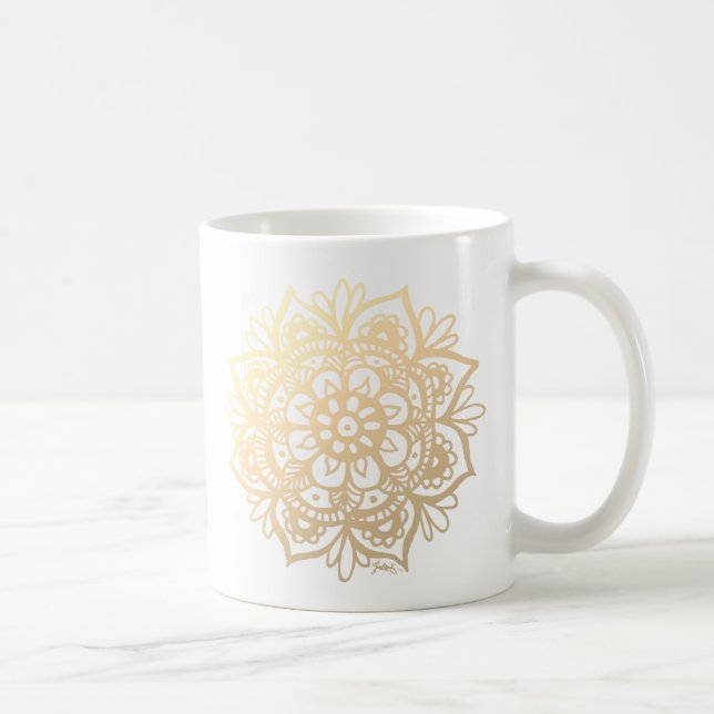 Gold-Mandala-Blume Kaffeetasse (Rechts)