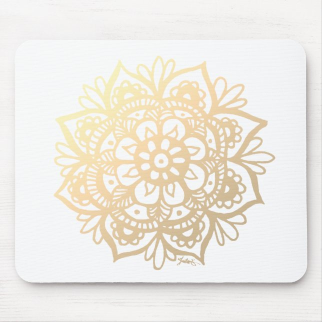 Gold Mandala Blume Mousepad (Vorne)