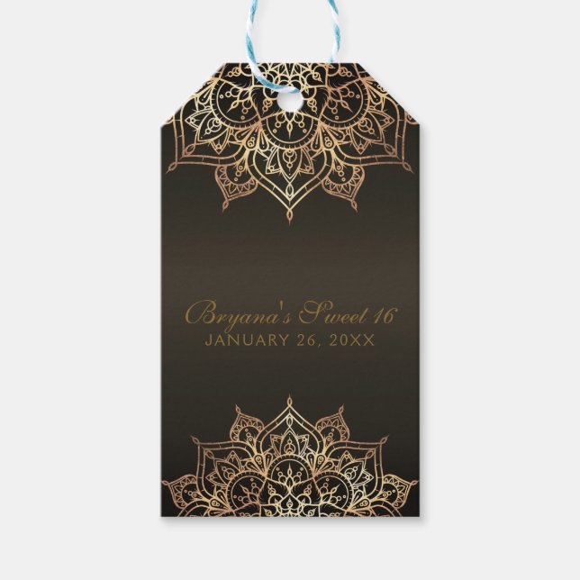 Gold Mandala Bronze Glam Moderne Gastgeschenk Hoch Geschenkanhänger (Vorderseite)