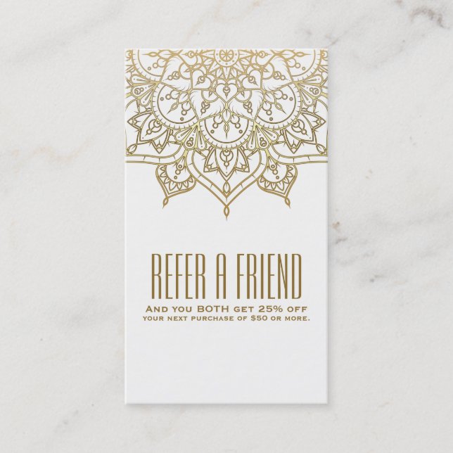 Gold Mandala Chic Refer a Friend Referat Empfehlungskarte (Vorderseite)
