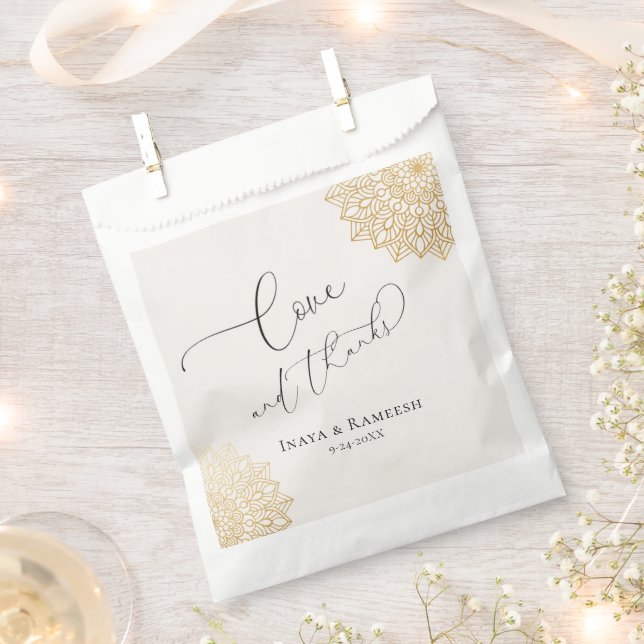 Gold Mandala Creme Gastgeschenk Hochzeit Bag Geschenktütchen (Ausgeschnitten)