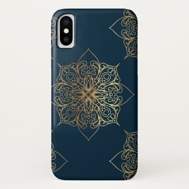 Gold Mandala Damask Muster Case-Mate iPhone Hülle (Rückseite)