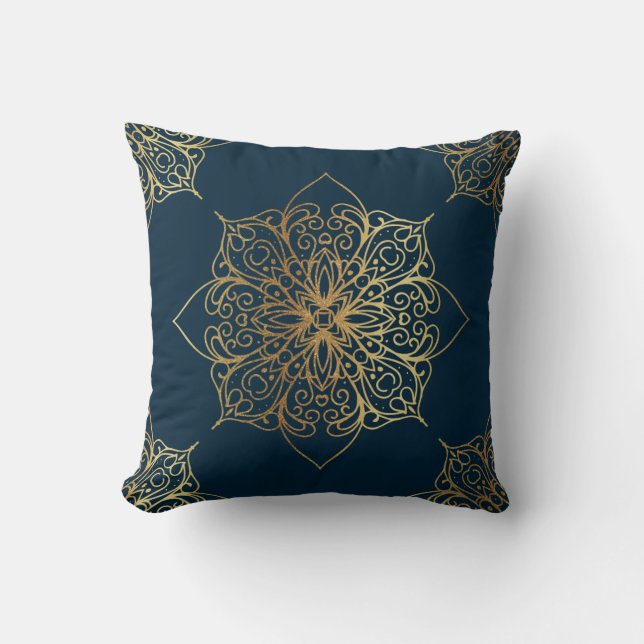 Gold Mandala Damask Muster Kissen (Vorderseite)