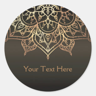 Gold Mandala Erdig Braun Bronze Modern Gefallen Runder Aufkleber