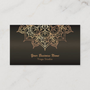 Gold Mandala Erdiges Braun Bronze Modernes Yoga Visitenkarte